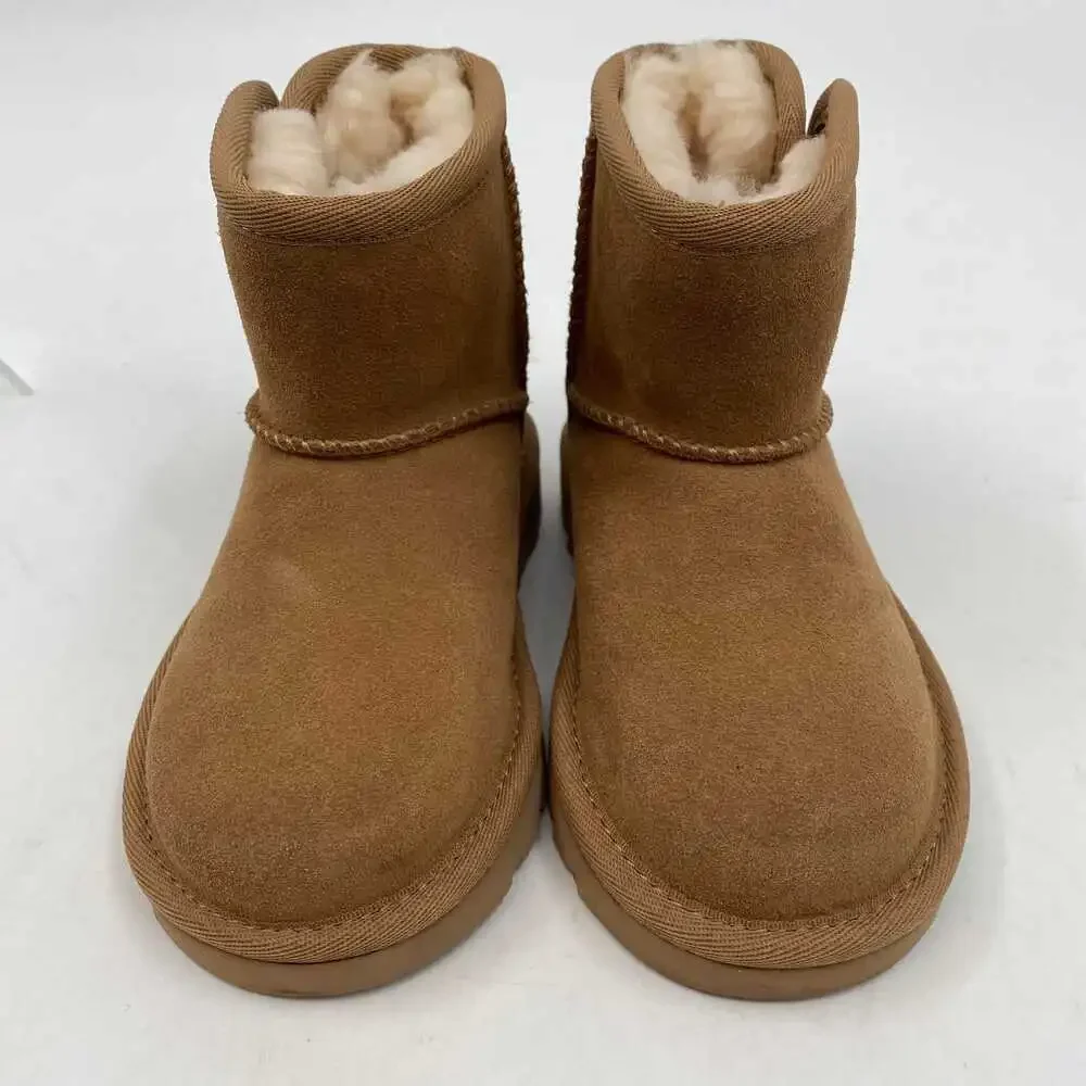 UGG Brown Suede Booties | 8T Girls Bootie Wool Lining